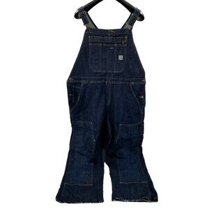 CARHARTT 102443 Brewster Double Knee Bib Overalls Dark Wash Women's XXL 2XL (20)